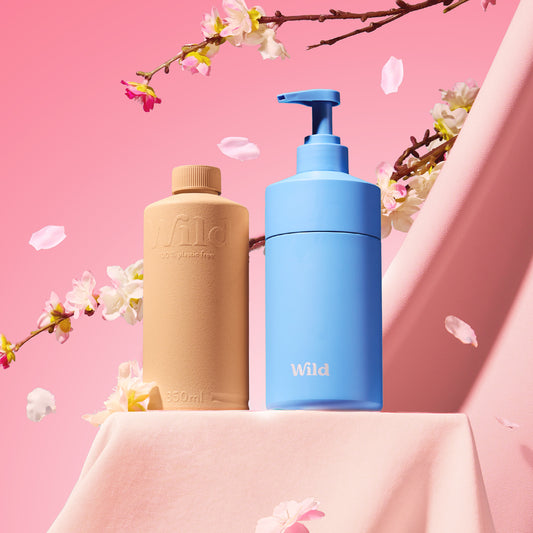 Powder Blue Body Wash Case + 1 Cherry Blossom